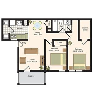 B1 | 2x2 | 846 sq ft