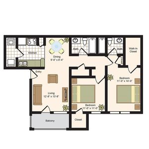 D2 | 2x2 | 946 sq ft