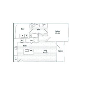 A3 | 1 bed 1 bath | 710 sq ft.
