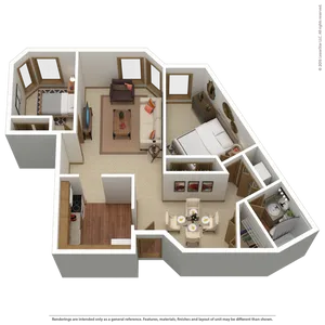 B1r | 2 bed 1 bath | from 955 sq. ft.