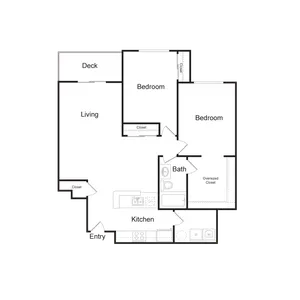 Two Bedroom, One Bathroom (1030 sq ft)