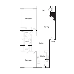 Two Bedroom, Two Bathroom (1021 sq ft)