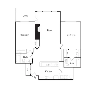 Two Bedroom, Two Bathroom (1030 sq ft)