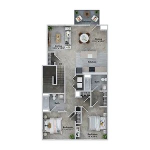2x2 (1068 SF)