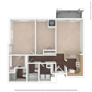 Spacious 3-bedroom apartment floor plan with modern kitchen, double bathroom, and cozy living area, featuring a private balcony for outdoor relaxation.