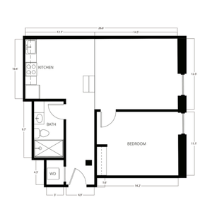 One Bedroom Liberty West Bottoms Flats