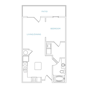 Domain City Center A1 One Bedroom Floor Plan Image