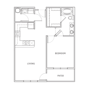 1 Bedroom Floor Plan | Apartments in Leawood KS | Mission 106