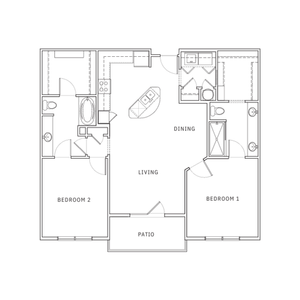 2 Bedroom Floor Plan | Apartments for Rent in Leawood KS | Mission 106