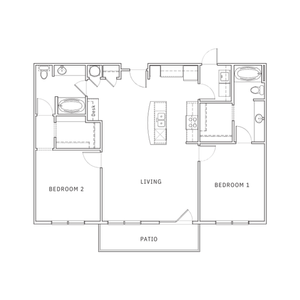 2 Bedroom Floor Plan | Apartments for Rent in Leawood KS | Mission 106