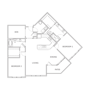 2 Bedroom Floor Plan | Apartments for Rent in Leawood KS | Mission 106