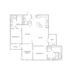 2 Bedroom Floor Plan | Apartments for Rent in Leawood KS | Mission 106