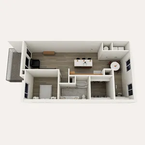 A1 floor plan &ndash; 1 bedroom, 1 bath, den, 950 sq ft