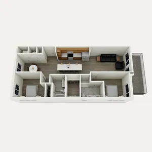 B2 floor plan &ndash; 2 bedroom, 2 bath, 1,142 sq ft