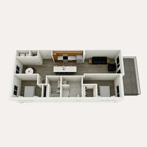 B3 floor plan &ndash; 2 bedroom, 2 bath, 1,141 sq ft