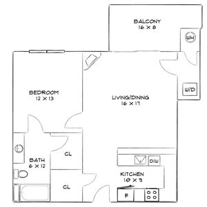 Lenox Regent Comb - One-Bedroom Floorplan
