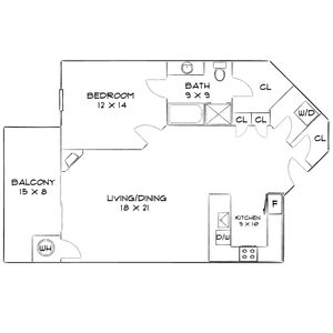 Lenox Regent Comb - One-Bedroom Floorplan
