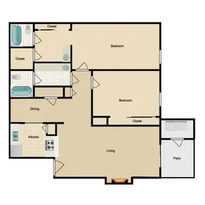 2 BED / 2 BATH / 994 SQFT