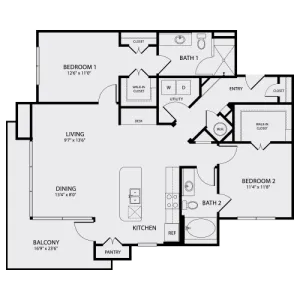2 Bedroom | 2 Bath | 1248 SQFT