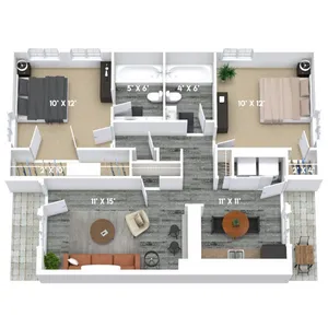new 2x2 floorplan with dimensions