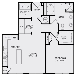 1 Bedroom | 1 Bath | 870 SQFT