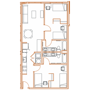 B4 Floor Plan - 2 Bedroom, 2 Bath | 4 Residents Point North Austin