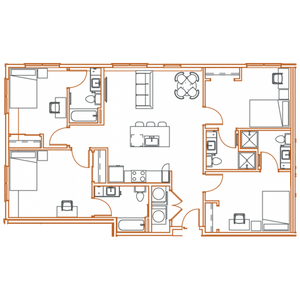 D1 Floor Plan - 4 Bedroom, 4 Bath | 4 Residents Point North Austin