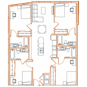 D2 Floor Plan - 4 Bedroom, 4 Bath | 4 Residents Point North Austin