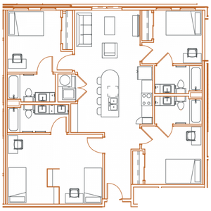 D3 Floor Plan - 4 Bedroom, 4 Bath | 5 Residents Point North Austin