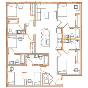 E1 Floor Plan - 5 Bedroom, 5 Bath | 6 Residents Point North Austin