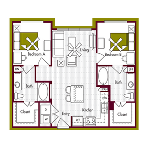 B1 Floor Plan | Domain Northgate | Apartments in College Station, TX