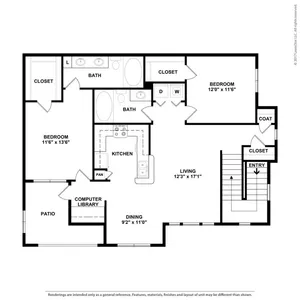 Two bedroom apartment in Round Rock, Texas.