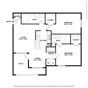 Two bedroom apartment in Round Rock, Texas.