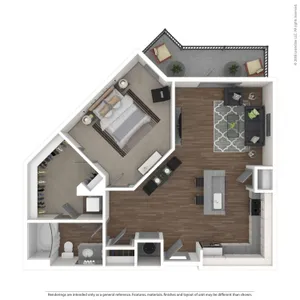 One bedroom apartment in Charlotte, North Carolina.