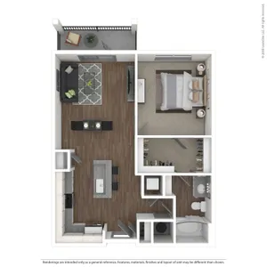 One bedroom apartment in Charlotte, North Carolina.