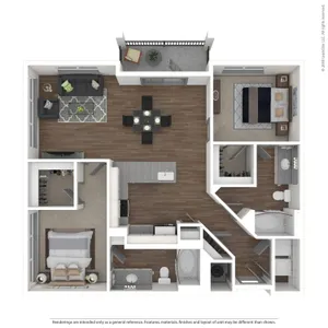 Two bedroom apartment in Charlotte, North Carolina.