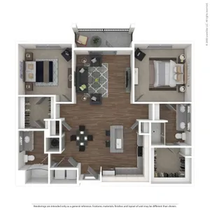 Two bedroom apartment in Charlotte, North Carolina.