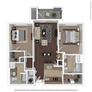 2 bedroom 2 bath floor plan