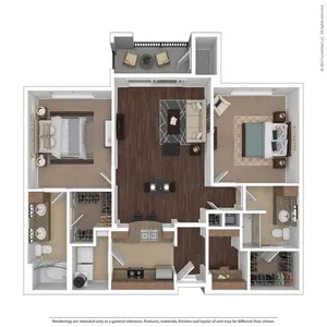 2 bedroom 2 bath floor plan