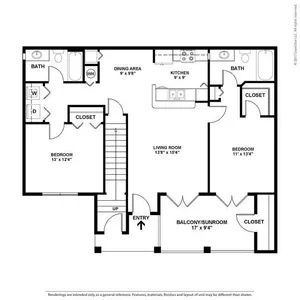 Spacious Two Bedroom Two Bathroom with Open Concept and Patio