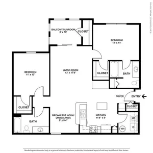 Spacious Two Bedroom Two Bathroom with Open Concept and Patio
