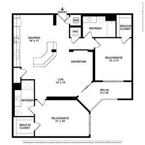 Spacious Two Bedroom Two Bathroom with Open Concept
