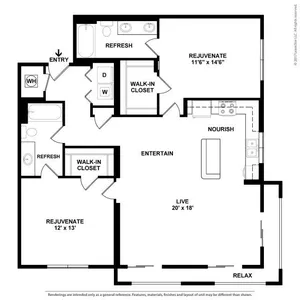 Spacious Two Bedroom Two Bathroom with Open Concept