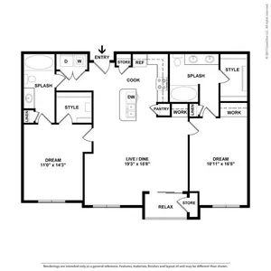 Spacious Two Bedroom Two Bathroom with Open Concept and Patio
