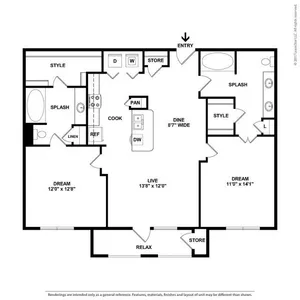 Spacious Two Bedroom Two Bathroom with Open Concept and Patio