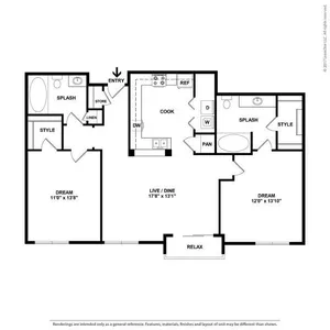 Spacious Two Bedroom Two Bathroom with Open Concept