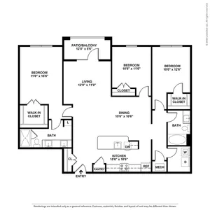 C1 Floorplan - 3 Bedroom