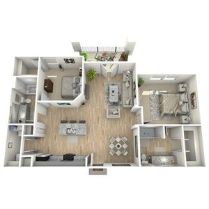 B1 - 2 Bed 2 Bath 1005 sqft.