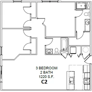 3 bedrooms, 2 baths