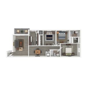 Terrace View 3x2 Apartment 3D